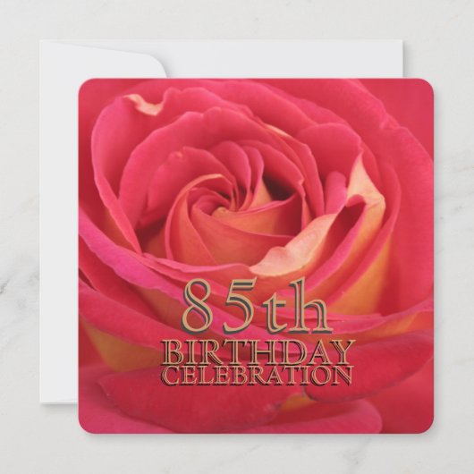 Roos 85th Birthday Celebration Custom Invitation Kaart (Voorkant)