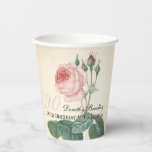 Roos 90th Birthday Party Paper cup Papieren Bekers<br><div class="desc">90th Birthday Celebration Paper cup met botanische Waterverven van een roos van Pierre-Joseph Redouté. U kunt tekstkleur, doopvont, grootte en positie gemakkelijk veranderen door de aanpassingsknoop te klikken. Bord, uitnodiging, gastboek, kussen en meer... — "Pierre-Joseph Redouté (10 juli 1759 in Saint-Hubert, België - 19 juni 1840 in Parijs), was een...</div>