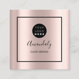 Roos Aangepaste Logo-omlijnde Makeup-artiest Vierkante Visitekaartje