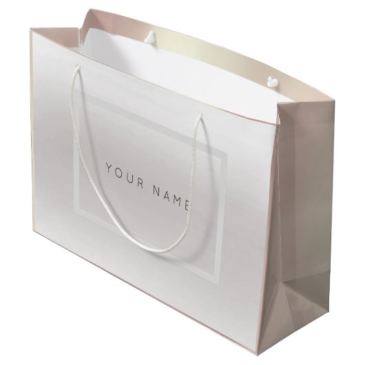 Roos Aangepaste naam Vroeg Minimale Gift Grey Groot Cadeauzakje (Achterkant Gekanteld)