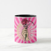 Roos Aanpassen Elegant Floral Pink Glitter Mok (Midden)