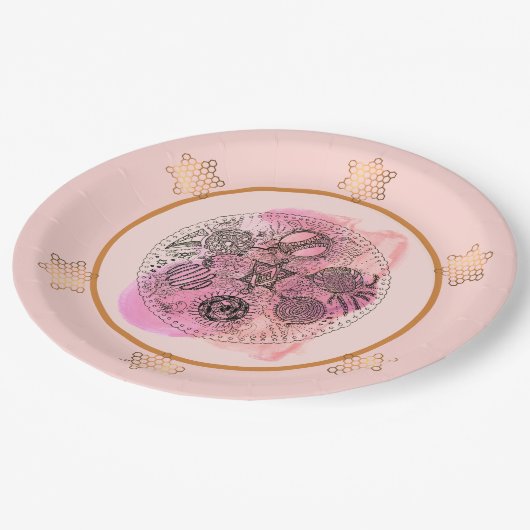 Roos Abstracte Pascha Seder Bord Papieren Borden (Gekanteld)