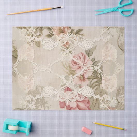 Roos achter kant decoupage tissue papier (Craft)