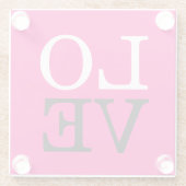 Roos achtergrond liefde bruiloft glazen onderzetter (Achterkant)