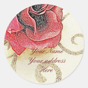 Roos adrestabellen ronde sticker