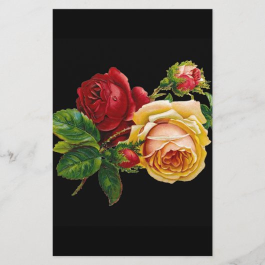 Roos afdrukAccessoires - zwart, rood,  Briefpapier (Voorkant)