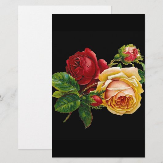 Roos afdrukAccessoires - zwart, rood,  Briefpapier (Voorkant / Achterkant)