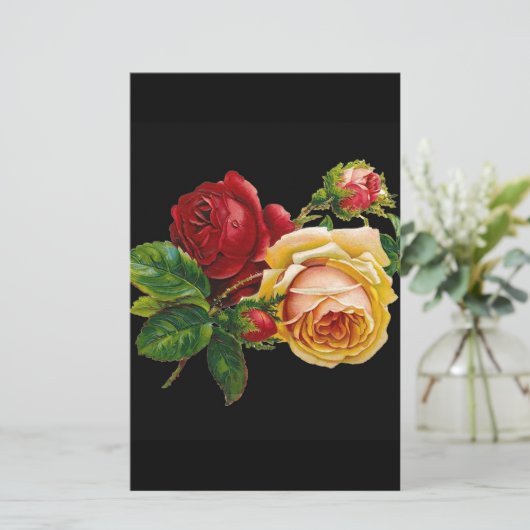 Roos afdrukAccessoires - zwart, rood,  Briefpapier (Staand voorkant)