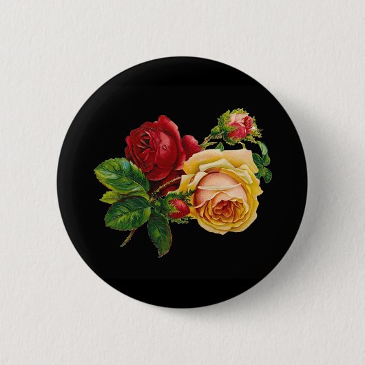 Roos afdrukAccessoires - zwart, rood,  Ronde Button 5,7 Cm (Voorkant)