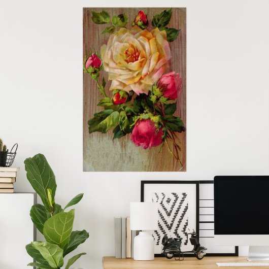  Roos afdrukken Poster (Thuiskantoor)