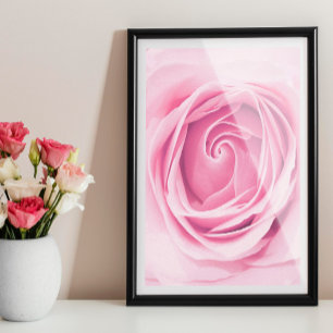Roos Afdrukken, rozen wandkunst, Roze bloembedrukb Poster