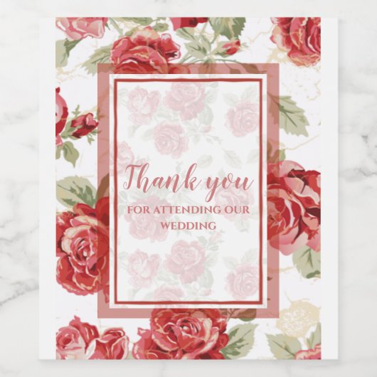 Roos afdrukken wijn etiket (Enkel label)