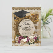 Roos afstudeeruitnodigingen kaart (Staand voorkant)