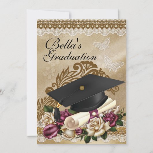 Roos afstudeeruitnodigingen kaart (Achterkant)