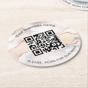 Roos agate business bar restaurant menu qr code ronde kartonnen onderzetter