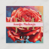  Roos AI Generated Floral Design Vierkante Visitekaartje (Voorkant)