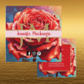 Roos AI Generated Floral Design Vierkante Visitekaartje