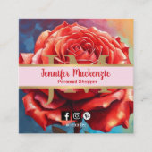 Roos AI Generated Floral Design Vierkante Visitekaartje (Voorkant)