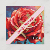  Roos AI Generated Floral Design Vierkante Visitekaartje (Voorkant)