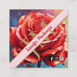  Roos AI Generated Floral Design Vierkante Visitekaartje