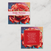  Roos AI Generated Floral Design Vierkante Visitekaartje (Voorkant / Achterkant)