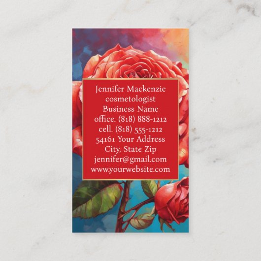  Roos AI Generated Floral Design Visitekaartje (Achterkant)
