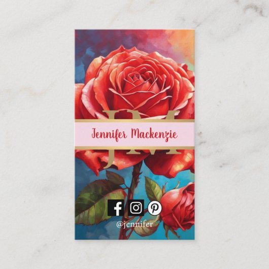 Roos AI Generated Floral Design Visitekaartje (Voorkant)