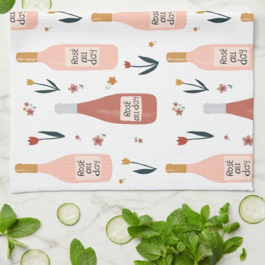 Roos ALL-day wijnliefhebbers patroon Theedoek (Gevouwen)