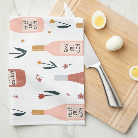 Roos ALL-day wijnliefhebbers patroon Theedoek (Quarter Fold)