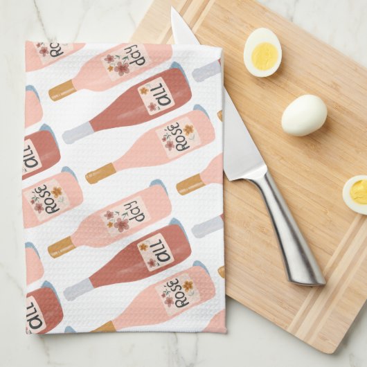 Roos ALL-day wijnliefhebbers patroon Theedoek (Quarter Fold)