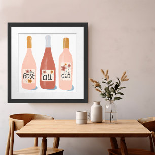 Roos ALL Day Wine Lovers Illustratie Poster