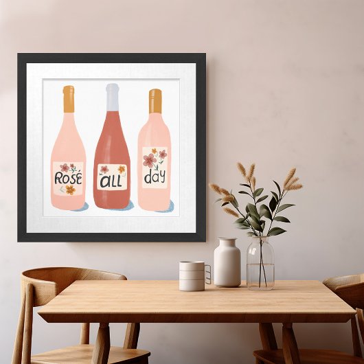 Roos ALL Day Wine Lovers Illustratie Poster