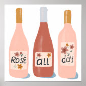 Roos ALL Day Wine Lovers Illustratie Poster (Voorkant)