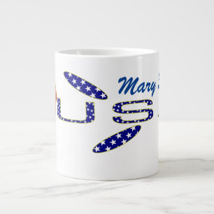 Roos Amerikaanse Vlag Blauw Persoonlijk Grote Koffiekop
