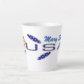 Roos Amerikaanse Vlag Blauw Persoonlijk Latte Mok (Voorkant)