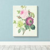 Roos, anemon en Clematide Canvas Afdruk (Insitu (Houten vloer))