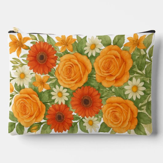 Roos, Anjer en Daisy Print Cut Naaizak Etui (Voorkant)