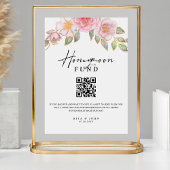 Roos Anjer Honeymoon Fund Cash QR Code Huwelijk Reclamebord Met Voetstuk