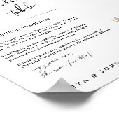 Roos Anjer Minimalistische Cookie Trouwbord Poster (Hoek)