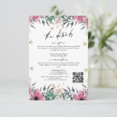Roos Anjer Minimalistische Script Wedding Details Informatiekaartje (Staand voorkant)
