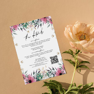 Roos Anjer Minimalistische Script Wedding Details Informatiekaartje