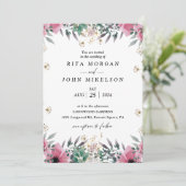 Roos Anjer Minimalistische Script Wedding Kaart (Staand voorkant)