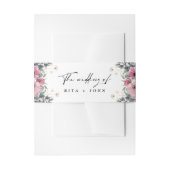 Roos Anjer Zwart-wit bruiloft Uitnodigingen Wikkel (Voorkant Voorbeeld)