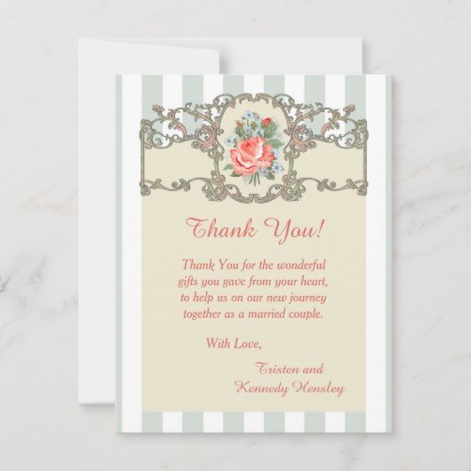 Roos Antiek 4 x 5 bruiloft Hartelijk dank Bedankkaart (Voorkant)