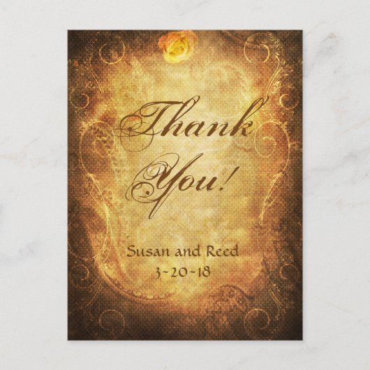  Roos Antiek Steampunk Dank u bruiloft Briefkaart (Voorkant)