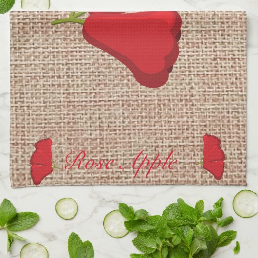 Roos Apple Burlap print Keukenhanddoeken (Gevouwen)