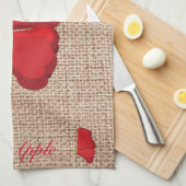 Roos Apple Burlap print Keukenhanddoeken (Quarter Fold)