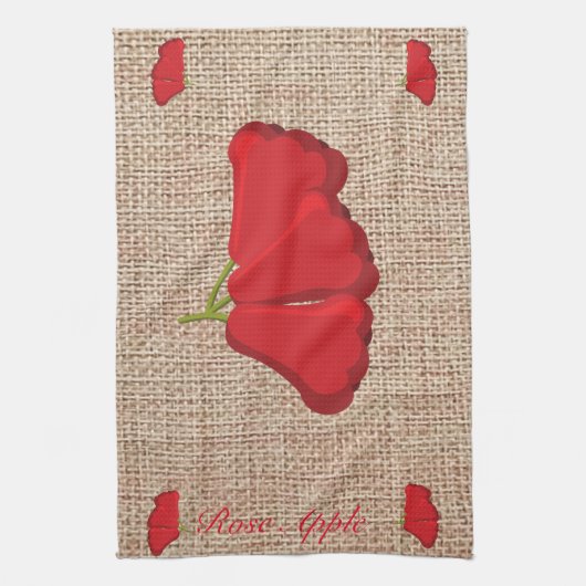 Roos Apple Burlap print Keukenhanddoeken (Verticaal)