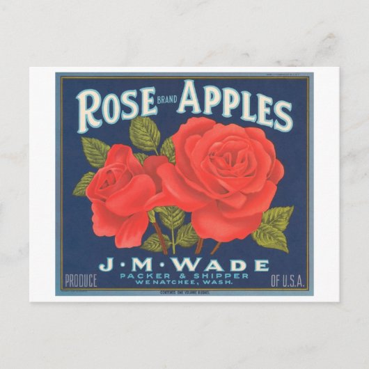 Roos Apples  Crate Label Briefkaart (Voorkant)