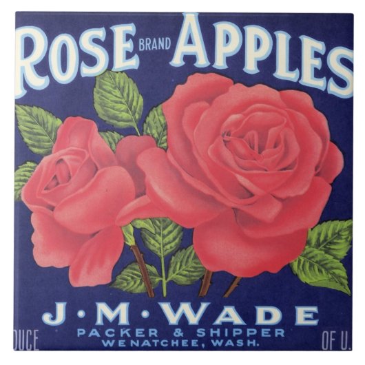 Roos Apples Fruit Crate Label Tegeltje (Voorkant)